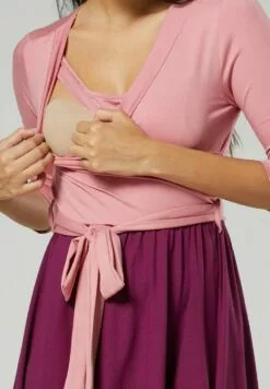 Happy Mama Jurk - Dusky Pink & Plum -Happy Mama Verkoop 00b2957ba14a4e51900a1fa38d665a39