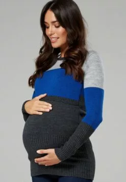 Happy Mama Long Sleeves - Trui - Graphite Melange/Royal Blue -Happy Mama Verkoop 00b7760be416454181cf1dfe586cc60f