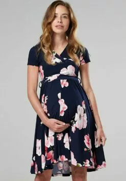 Happy Mama Short Sleeve - Jerseyjurk - Dark Blue Light Pink