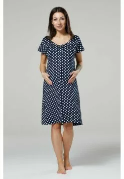 Happy Mama Buttoned Delivery- Nachtjapon - Navy With Dots -Happy Mama Verkoop 0364c30b41104870aff9813b0dd95bba