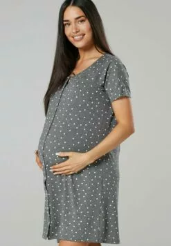 Happy Mama Maternity Breastfeeding 2-Pack - Nachtjapon - BlackGraphite Melange With Dots -Happy Mama Verkoop 0400b381fa8c4c59b7dc5c2e21aa5d13