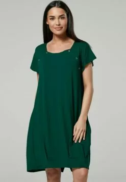 Happy Mama Maternity And Breastfeeding Nightshirt - Jerseyjurk - Dark Green