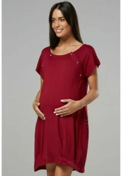 Happy Mama Maternity And Breastfeeding Nightshirt - Jerseyjurk - Crimson -Happy Mama Verkoop 058b9559212140f08adf0c22e0ef5eeb