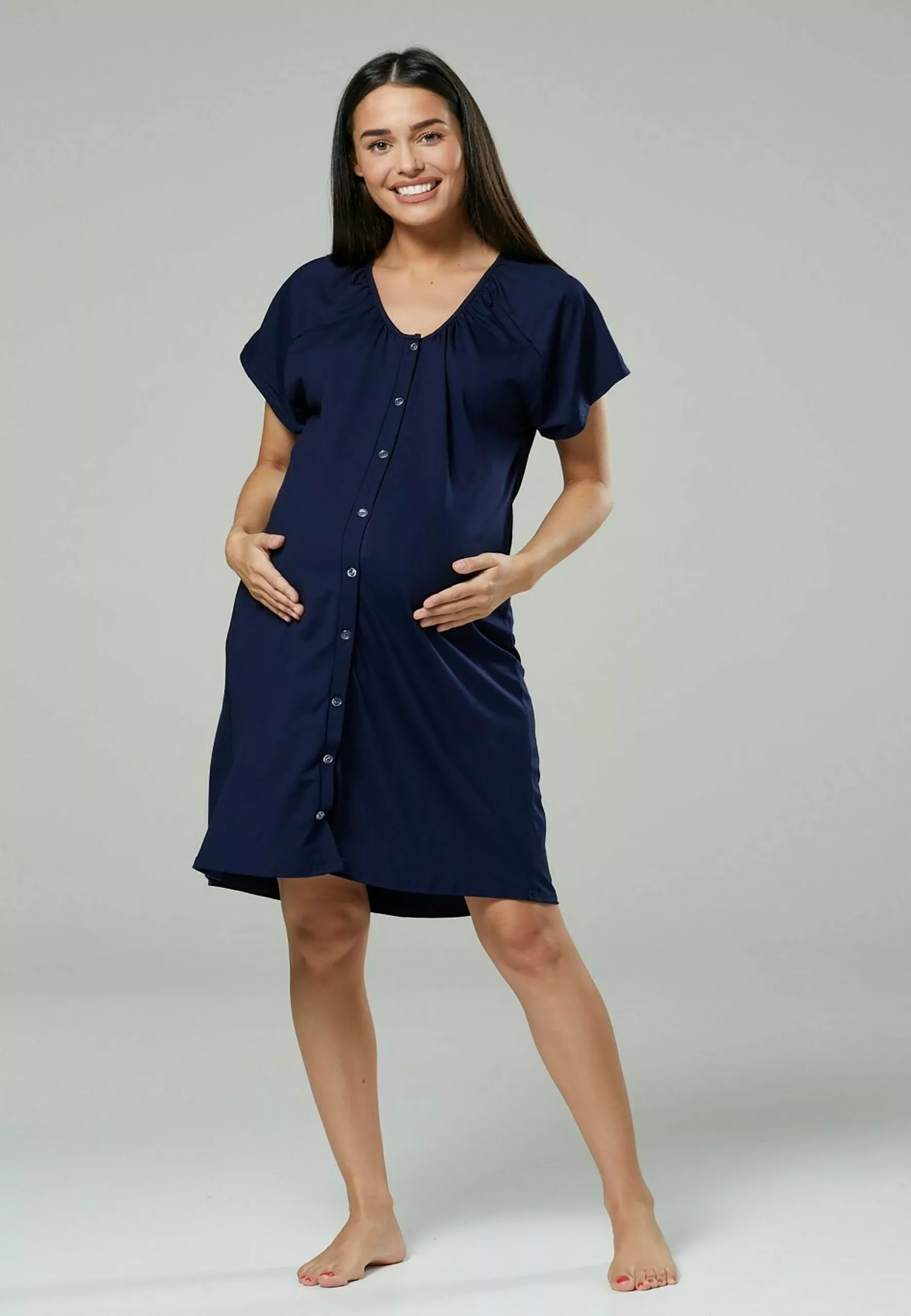 Happy Mama Maternity Hospital Set - Nachtjapon - Navy 4 Happy Mama Maternity Hospital Set - Nachtjapon - Navy - Afbeelding 2