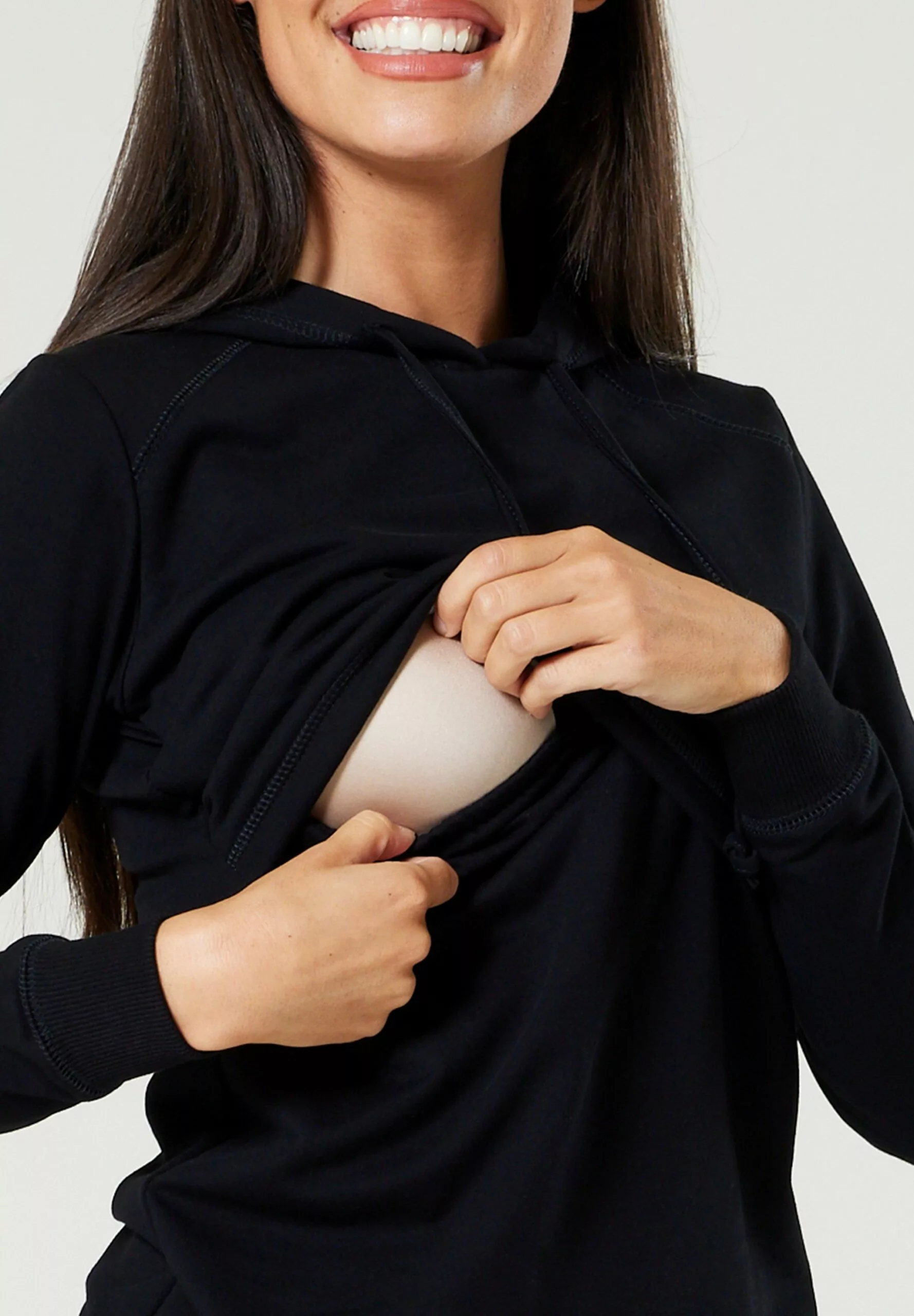 Happy Mama Maternity Nursing - Hoodie - Black 5 Happy Mama Maternity Nursing - Hoodie - Black - Afbeelding 3