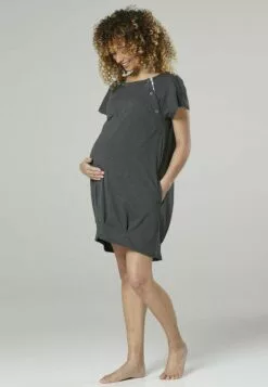 Happy Mama Maternity And Breastfeeding Nightshirt - Jerseyjurk - Light Grey -Happy Mama Verkoop 08b46240b0234b8c9d6373b0f6cabea3