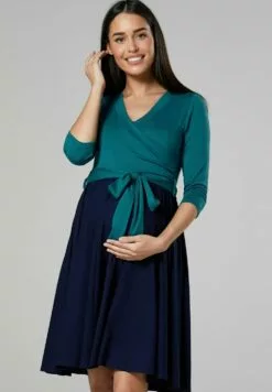 Happy Mama Jurk - Bottle Green & Navy -Happy Mama Verkoop 09e361c82e8f4df8a3098f2c7fdca85e