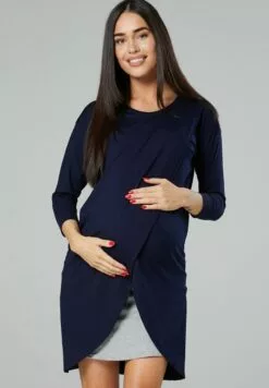 Happy Mama Maternity Nursing - Jurk - Navy Grey Melange -Happy Mama Verkoop 0cd987c9c85e44ef819cfd67666c87ec