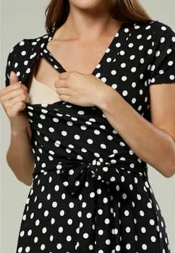Happy Mama Wrap Short Sleeve - Maxi-Jurk - Black With Dots -Happy Mama Verkoop 0d41b222434e4fa98f4d943de5dac64e