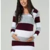 Happy Mama Stretchy Warm Stripes - Gebreide Jurk - Crimson