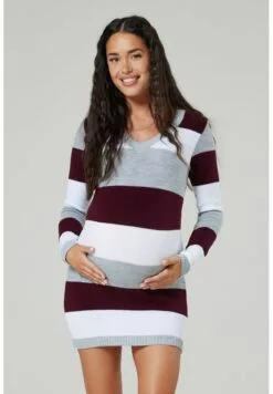 Happy Mama Stretchy Warm Stripes - Gebreide Jurk - Crimson