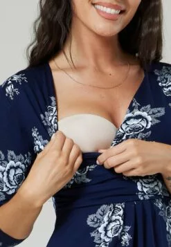 Happy Mama 3/4 Sleeve V-Neck- Jerseyjurk - Navy / White Flowers -Happy Mama Verkoop 1436ceb8f87e41bf84b65e4255fa2da8