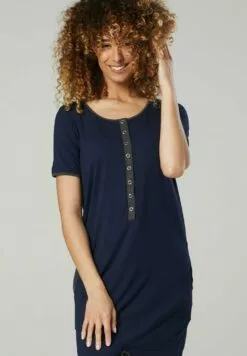 Happy Mama Maternity Nursing Delivery Hospital - Nachtjapon - Navy/Graphite Melange -Happy Mama Verkoop 14baa216c4a14c9a9c9b4d4433df4b51