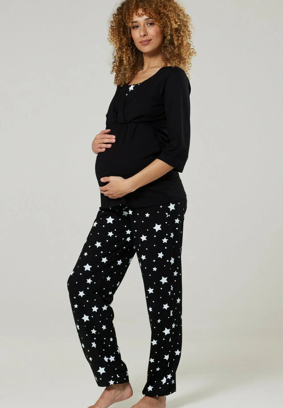 Happy Mama Set - Pyjama - Black Black With Stars 3 Happy Mama Set - Pyjama - Black Black With Stars