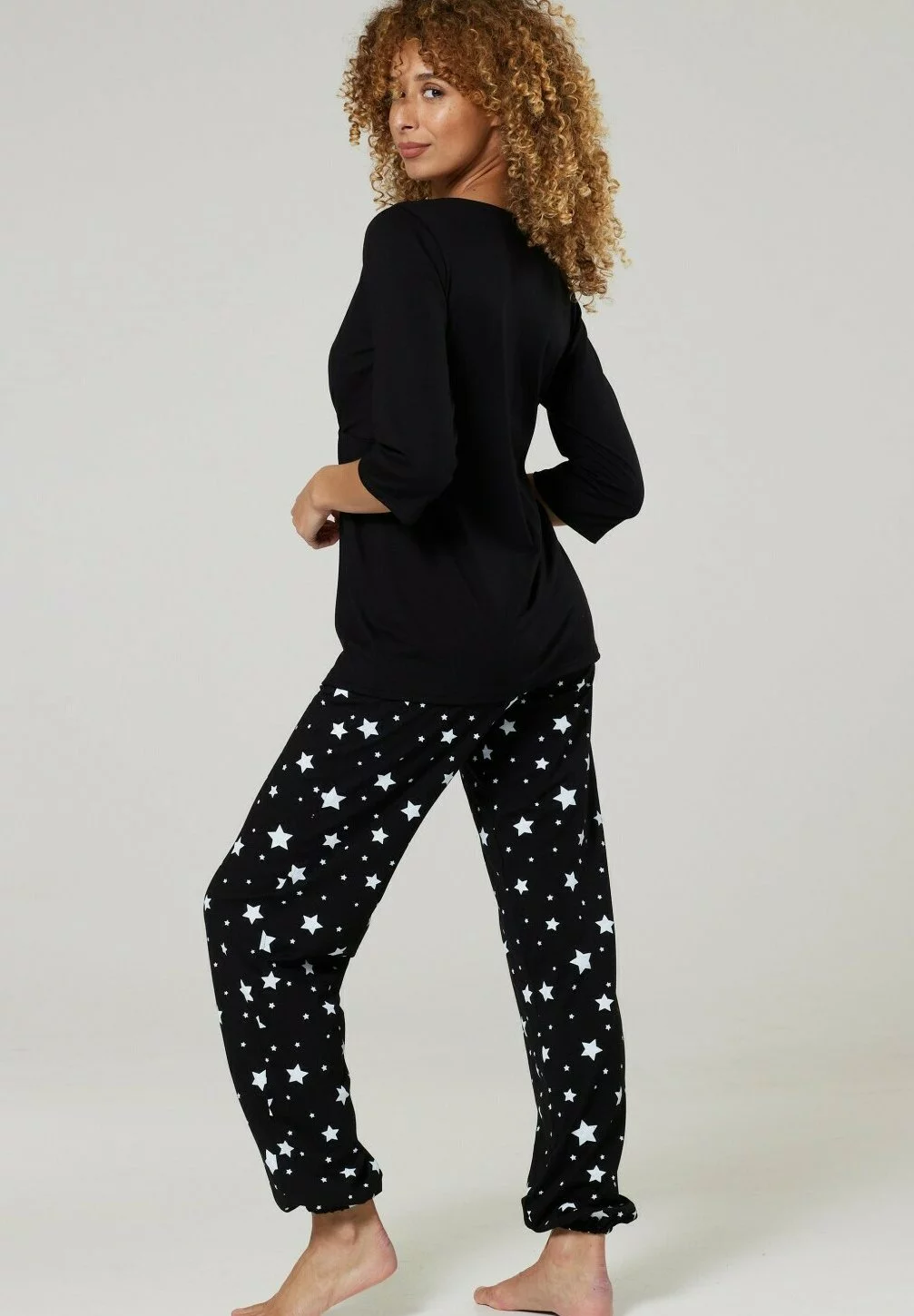 Happy Mama Set - Pyjama - Black Black With Stars 5 Happy Mama Set - Pyjama - Black Black With Stars - Afbeelding 3