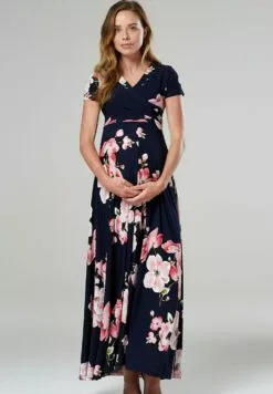 Happy Mama Wrap Short Sleeve - Maxi-Jurk - Dark Blue/Pink 12 Happy Mama Wrap Short Sleeve - Maxi-Jurk - Dark Blue/Pink -Happy Mama Verkoop 1a7c58ac1e2240719e22b66ac8e5cdfb