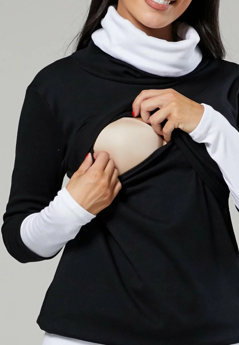 Happy Mama Maternity - Sweater - BlackWhite 5 Happy Mama Maternity - Sweater - BlackWhite - Afbeelding 3