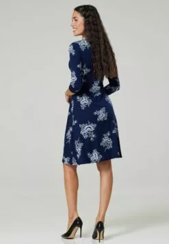 Happy Mama 3/4 Sleeve V-Neck- Jerseyjurk - Navy / White Flowers -Happy Mama Verkoop 1c0ae9dc91f2415dab898dbc506fc6e1