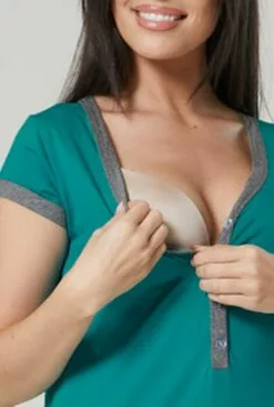 Happy Mama Nursing- Nachtjapon - Turquoise -Happy Mama Verkoop 1e2de1c8b9a5479bb1a39db7eda9d80a