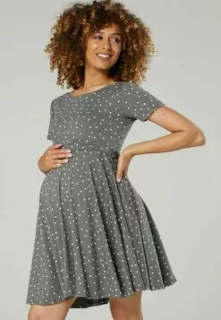 Happy Mama Maternity Summer Nursing - Jurk - Graphite Melange With White Dots -Happy Mama Verkoop 1e4b07c2b5954f8299a5f5fad7a9aec3