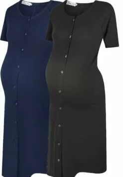 Happy Mama Maternity Breastfeeding 2-Pack - Nachtjapon - Navy Graphite -Happy Mama Verkoop 22625f393d9f445a8e7de7344c5941ad