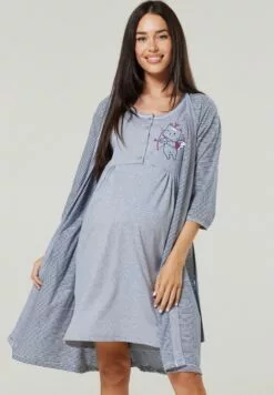 Happy Mama Maternity Hospital Set Labour & Birth - Nachtjapon - Graphite