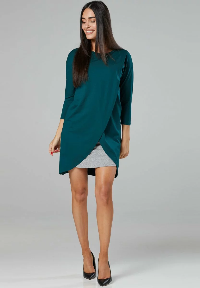 Happy Mama Maternity Nursing - Jurk - Dark Green Grey Melnge 4 Happy Mama Maternity Nursing - Jurk - Dark Green Grey Melnge - Afbeelding 2