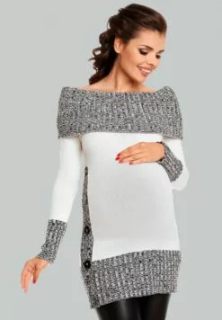 Happy Mama Maternity - Gebreide Jurk - White
