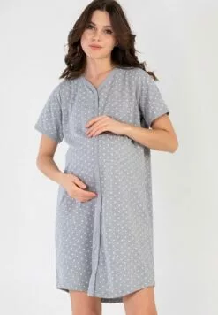 Happy Mama Maternity Nursing - Nachtjapon - Graphite Melange