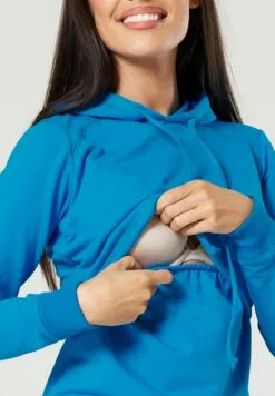 Happy Mama Maternity Nursing - Hoodie - Cyan -Happy Mama Verkoop 2a1b02cb36a649cca80d924c5b5edd69
