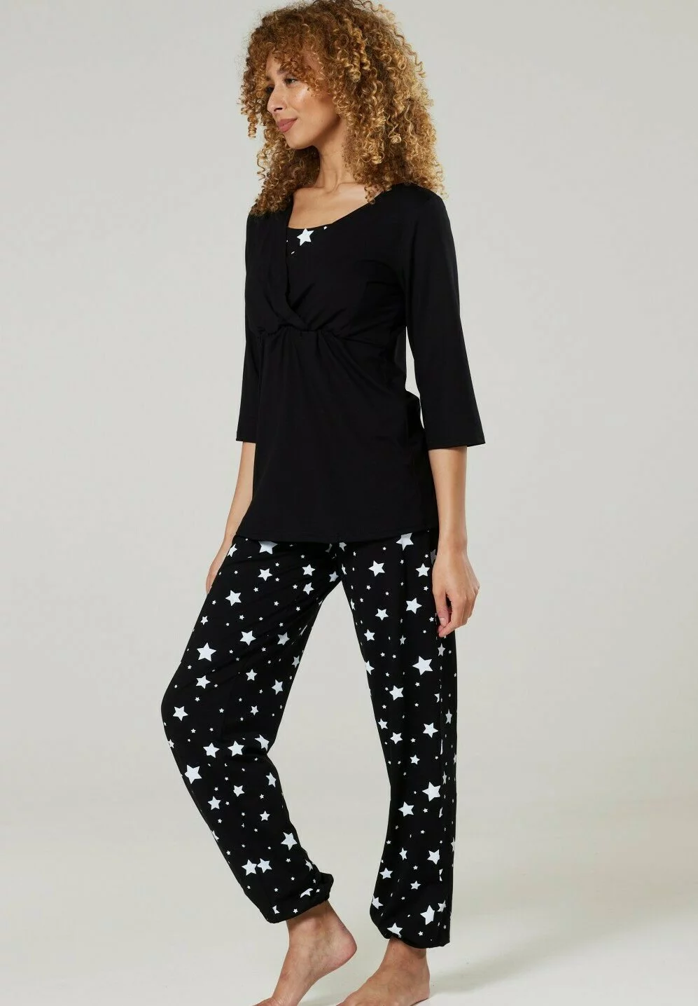 Happy Mama Set - Pyjama - Black Black With Stars 8 Happy Mama Set - Pyjama - Black Black With Stars - Afbeelding 6