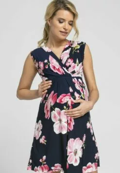 Happy Mama Jurk - Navy With Flowers