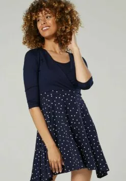 Happy Mama Jerseyjurk - Navy Navy With Dots -Happy Mama Verkoop 35a772b5b7e64ad3a3471a98d329db02