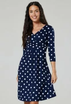 Happy Mama 3/4 Sleeve V-Neck- Jerseyjurk - Navy With Large Dots -Happy Mama Verkoop 3740c36116594720b5cdd98b58ac6d59