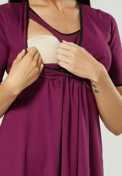 Happy Mama 3 Piece Sleepwear - Badjas - Plum /Black -Happy Mama Verkoop 38880e98d9d54a6596d8cc5731f453b7