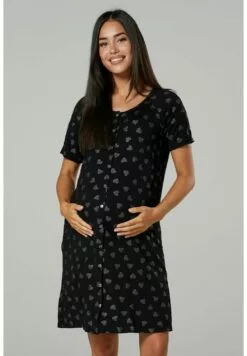 Happy Mama Maternity Breastfeeding 2-Pack - Nachtjapon - Graphite MelangeBlack With Hearts -Happy Mama Verkoop 38d33b3d71254e34942bfc372af34f42