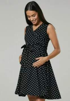 Happy Mama Jerseyjurk - Black With Dots