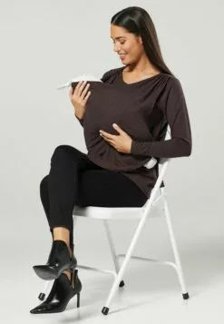 Happy Mama Longsleeve - Brown Melange -Happy Mama Verkoop 4065c2342e8c4331b96cb96bb080e0b3