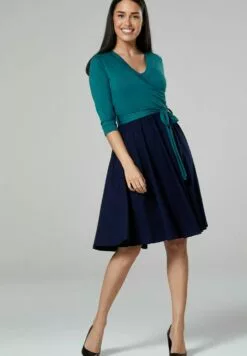 Happy Mama Jurk - Bottle Green & Navy -Happy Mama Verkoop 4162f79da0df416cb41cee9f08c1143a