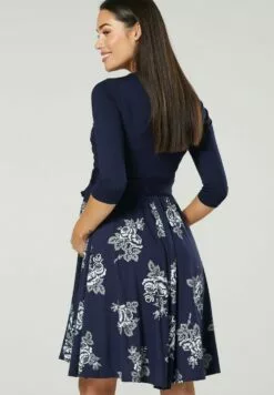 Happy Mama Jurk - Navy With Navy Flowers -Happy Mama Verkoop 43150614318649ff87360f12b308911a