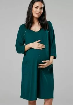 Happy Mama Maternity Skin To Skin Labor - Nachtjapon - Dark Green