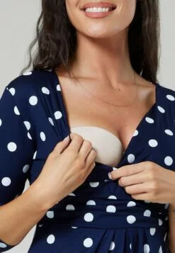 Happy Mama 3/4 Sleeve V-Neck- Jerseyjurk - Navy With Large Dots -Happy Mama Verkoop 47208e5c872547f788c15bfbb3147367