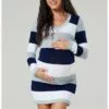 Happy Mama Stretchy Warm Stripes - Gebreide Jurk - Navy -Happy Mama Verkoop 474b8a8432874e42baad7b6c45bc05e8