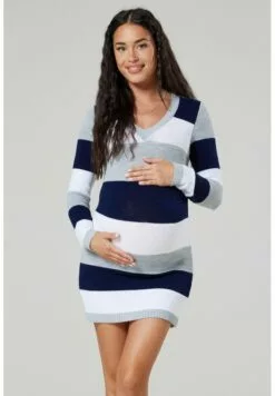 Happy Mama Stretchy Warm Stripes - Gebreide Jurk - Navy