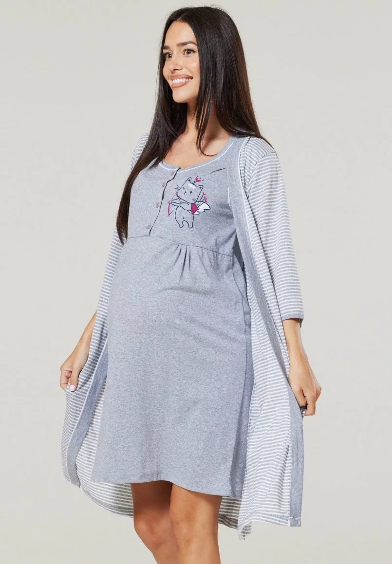 Happy Mama Maternity Hospital Set Labour & Birth - Nachtjapon - Grey 8 Happy Mama Maternity Hospital Set Labour & Birth - Nachtjapon - Grey - Afbeelding 6