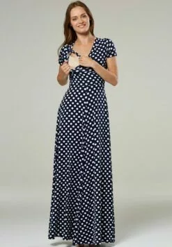 Happy Mama Wrap Short Sleeve - Maxi-Jurk - Navy With Dots -Happy Mama Verkoop 4b2ff1488ba74fadb16c45908f258d71
