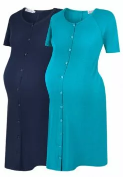 Happy Mama Maternity Breastfeeding 2-Pack - Nachtjapon - AquaNavy -Happy Mama Verkoop 4ba103e9c70d4242b9a38d3baece0117