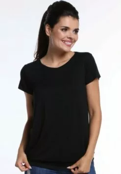 Happy Mama Maternity Layered- T-Shirt Print - Black