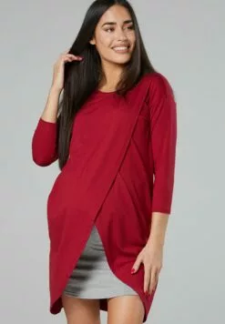 Happy Mama Maternity Nursing - Jurk - Crimson Grey Melange