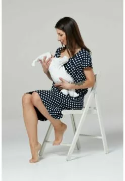 Happy Mama Buttoned Delivery- Nachtjapon - Navy With Dots -Happy Mama Verkoop 4f909187d53c41e88bde11997f4e88b8